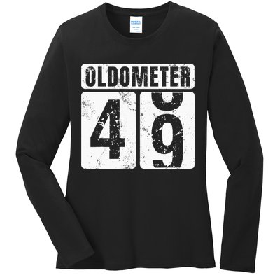 Oldometer 49 Vintage Funny 49th Birthday Gift Idea Ladies Long Sleeve Shirt