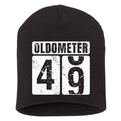 Oldometer 49 Vintage Funny 49th Birthday Gift Idea Short Acrylic Beanie