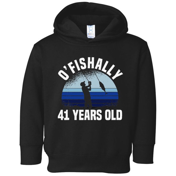 Ofishally 41 Years Old Fisherman 41st Birthday Fishing Toddler Hoodie