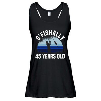 Ofishally 45 Years Old Fisherman 45th Birthday Fishing Ladies Essential Flowy Tank