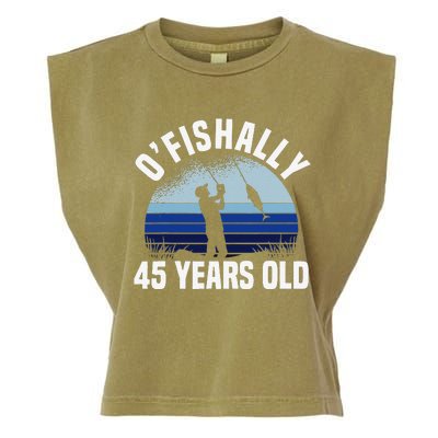 Ofishally 45 Years Old Fisherman 45th Birthday Fishing Garment-Dyed Women's Muscle Tee