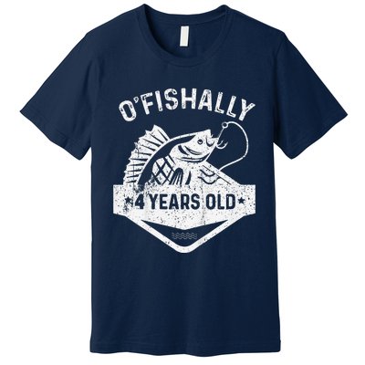 Ofishally 4 Years Old Funny Officially 4th Bday Fishing Premium T-Shirt