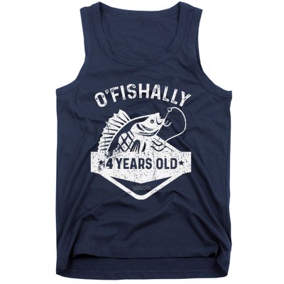 Ofishally 4 Years Old Funny Officially 4th Bday Fishing Tank Top