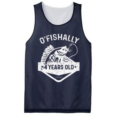 O'fishally 4 Years Old Funny Officially 4th Bday Fishing Mesh Reversible Basketball Jersey Tank