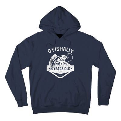 O'fishally 4 Years Old Funny Officially 4th Bday Fishing Tall Hoodie