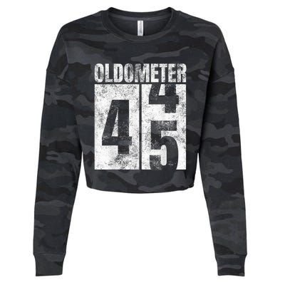 Oldometer 44-45 yrs old Man Woman Bday Graphic 45th Birthday Cropped Pullover Crew