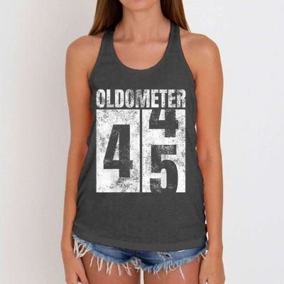 Oldometer 44-45 yrs old Man Woman Bday Graphic 45th Birthday Women's Knotted Racerback Tank