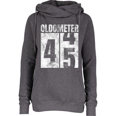 Oldometer 44-45 yrs old Man Woman Bday Graphic 45th Birthday Womens Funnel Neck Pullover Hood