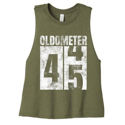 Oldometer 44-45 yrs old Man Woman Bday Graphic 45th Birthday Women's Racerback Cropped Tank