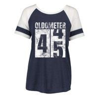 Oldometer 44-45 yrs old Man Woman Bday Graphic 45th Birthday Enza Ladies Jersey Colorblock Tee