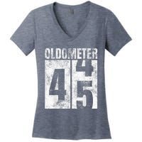 Oldometer 44-45 yrs old Man Woman Bday Graphic 45th Birthday Women's V-Neck T-Shirt