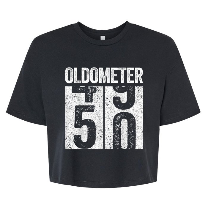 Oldometer 50  50th Birthday Bella+Canvas Jersey Crop Tee