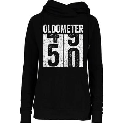 Oldometer 50  50th Birthday Womens Funnel Neck Pullover Hood