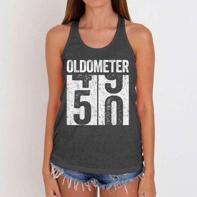 Oldometer 50  50th Birthday Women's Knotted Racerback Tank