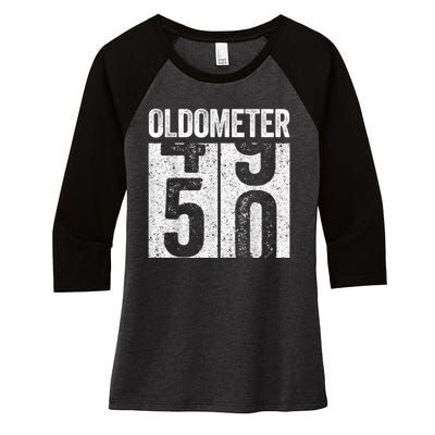 Oldometer 50  50th Birthday Women's Tri-Blend 3/4-Sleeve Raglan Shirt