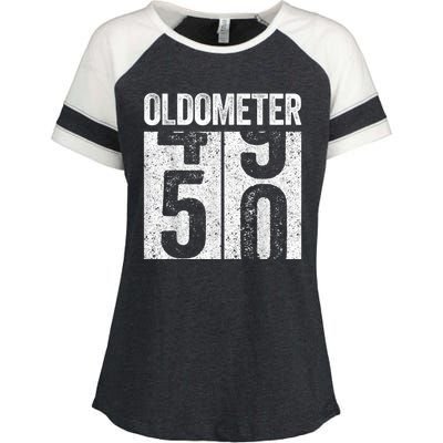 Oldometer 50  50th Birthday Enza Ladies Jersey Colorblock Tee