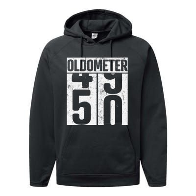 Oldometer 50 50th Birthday Oldometer Performance Fleece Hoodie