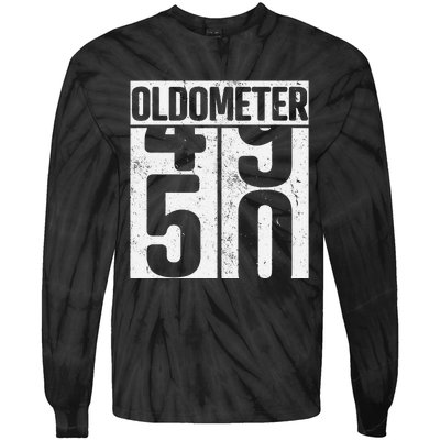 Oldometer 50 50th Birthday Oldometer Tie-Dye Long Sleeve Shirt