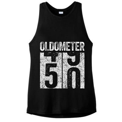 Oldometer 50 50th Birthday Ladies PosiCharge Tri-Blend Wicking Tank