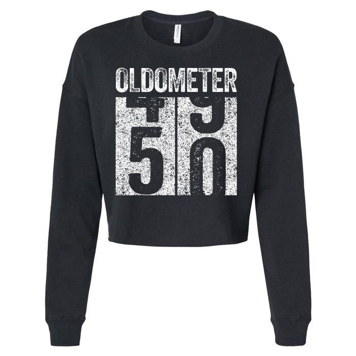 Oldometer 50 50th Birthday Cropped Pullover Crew