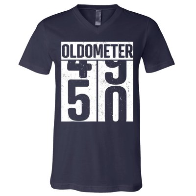 Oldometer 50 50th Birthday Oldometer V-Neck T-Shirt
