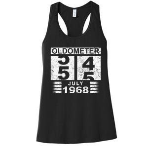 Oldometer 54-55 Born In July 1968 Funny 55th Birthday Women's Racerback Tank