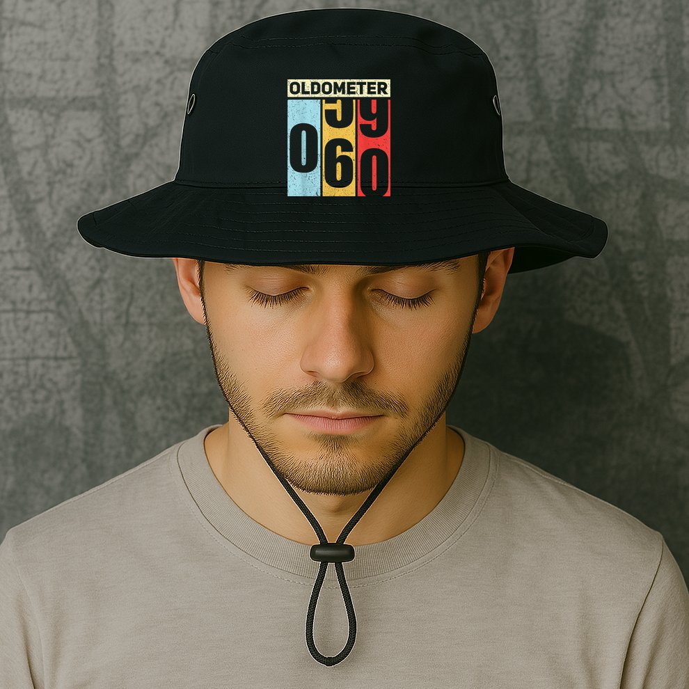 Oldometer 59-60 Funny 60th Birthday Odometer Gift Oldometer Bucket Hat
