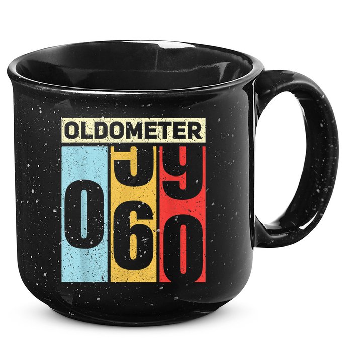 Oldometer 59-60 Funny 60th Birthday Odometer Gift Oldometer 15oz Campfire Ceramic Mug