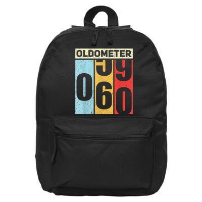 Oldometer 59-60 Funny 60th Birthday Odometer Gift Oldometer 16 in Basic Backpack