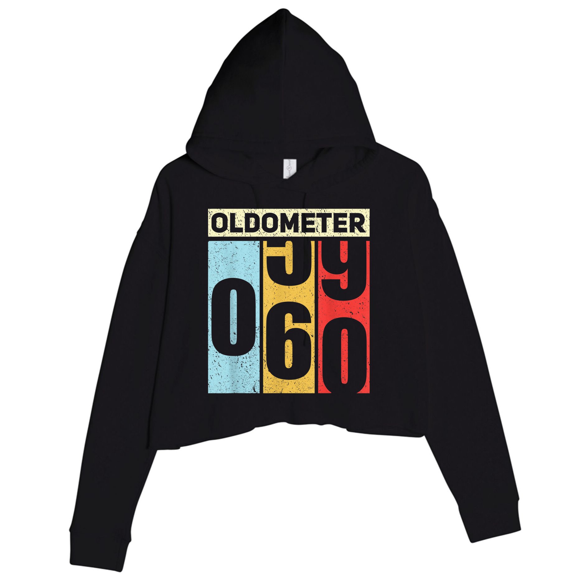 Oldometer 59-60 Funny 60th Birthday Odometer Gift Oldometer Crop Fleece Hoodie