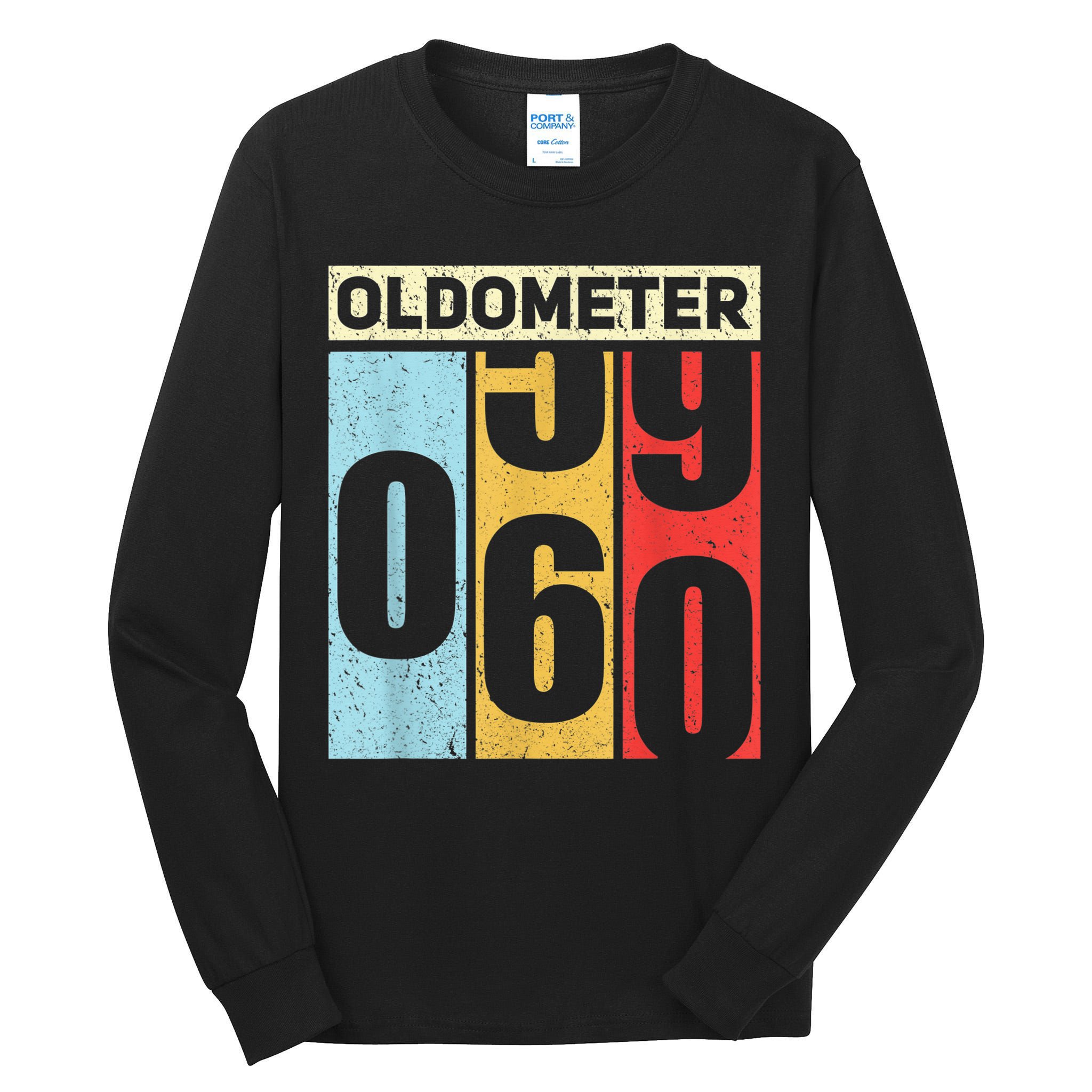 Oldometer 59-60 Funny 60th Birthday Odometer Gift Oldometer Tall Long Sleeve T-Shirt
