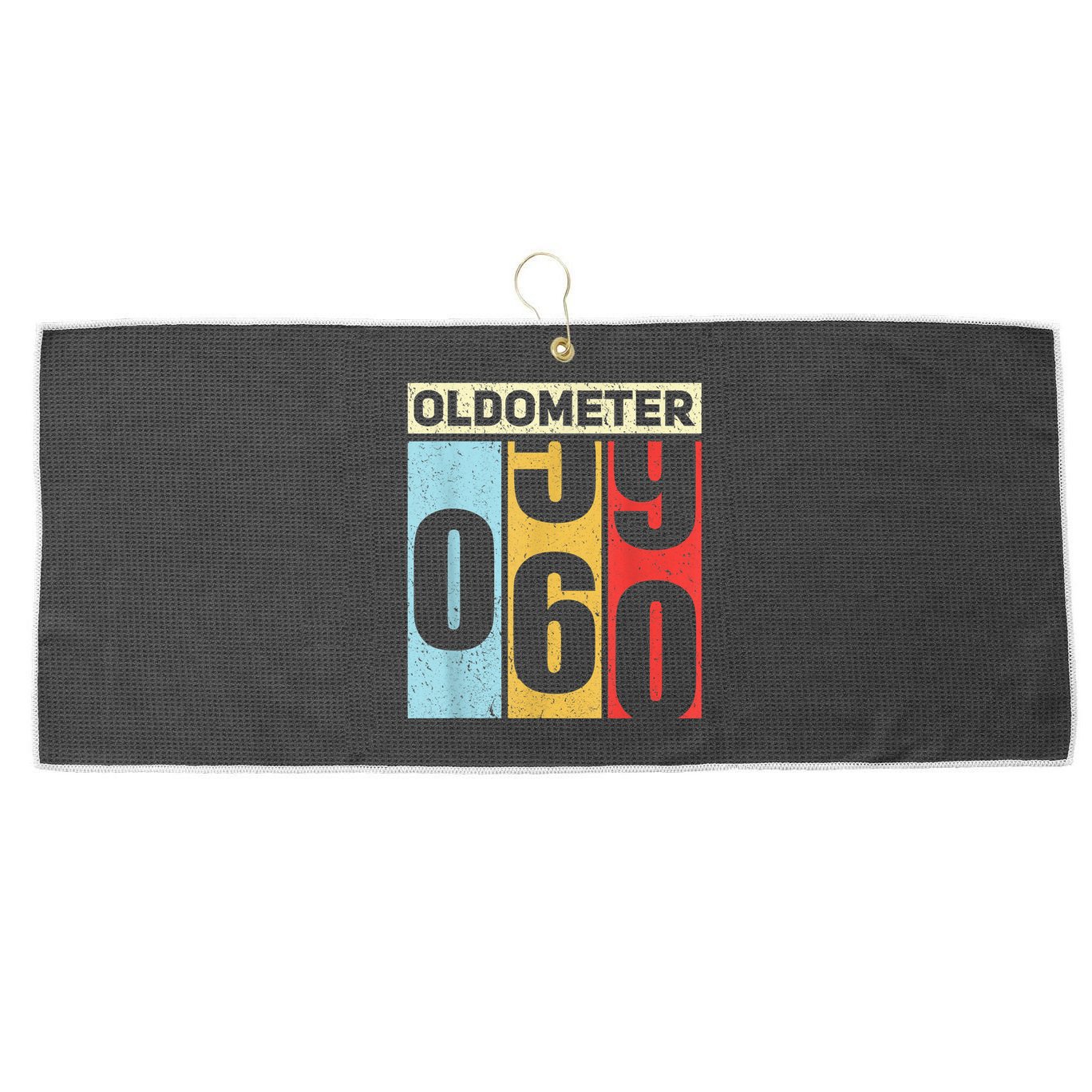 Oldometer 59-60 Funny 60th Birthday Odometer Gift Oldometer Large Microfiber Waffle Golf Towel