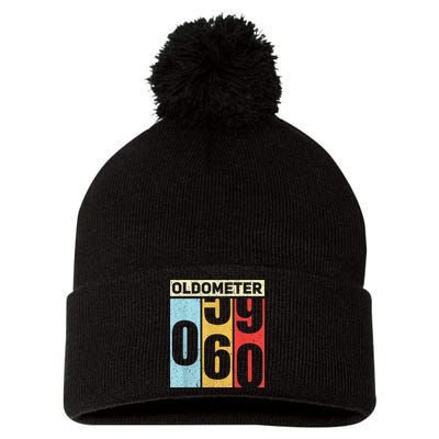 Oldometer 59-60 Funny 60th Birthday Odometer Gift Oldometer Pom Pom 12in Knit Beanie