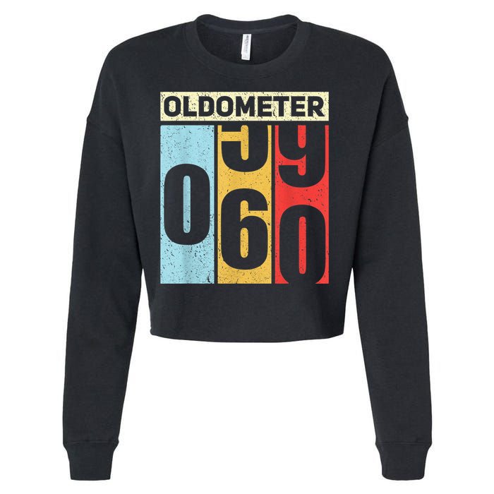 Oldometer 59-60 Funny 60th Birthday Odometer Gift Oldometer Cropped Pullover Crew