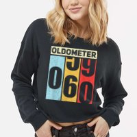 Oldometer 59-60 Funny 60th Birthday Odometer Gift Oldometer Cropped Pullover Crew