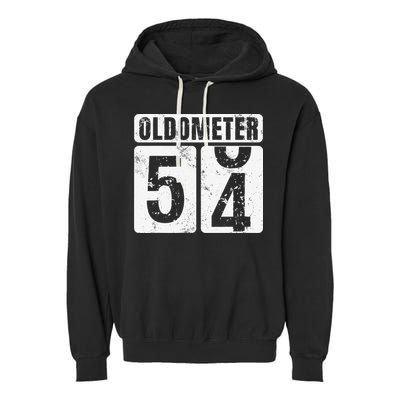 Oldometer 54 Vintage Funny 54th Birthday Gift Idea Garment-Dyed Fleece Hoodie