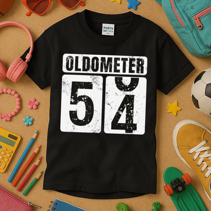 Oldometer 54 Vintage Funny 54th Birthday Gift Idea Kids T-Shirt