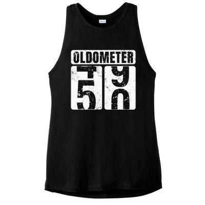 Oldometer 50 Vintage Funny 50th Birthday Gift Idea Ladies PosiCharge Tri-Blend Wicking Tank