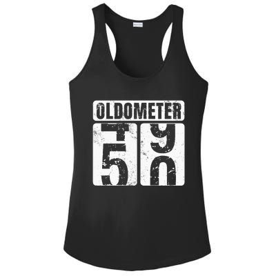 Oldometer 50 Vintage Funny 50th Birthday Gift Idea Ladies PosiCharge Competitor Racerback Tank