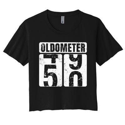 Oldometer 50 Vintage Funny 50th Birthday Gift Idea Women's Crop Top Tee