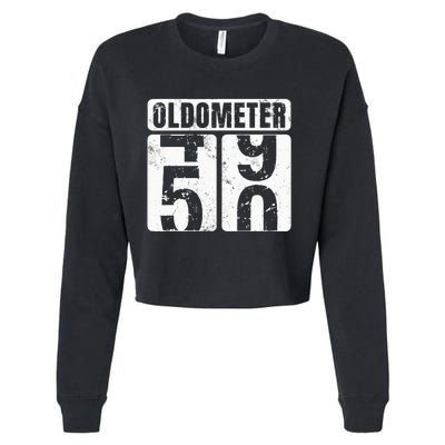 Oldometer 50 Vintage Funny 50th Birthday Gift Idea Cropped Pullover Crew