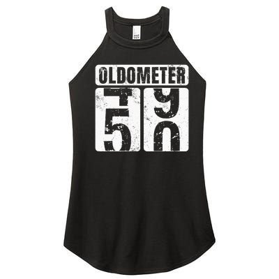 Oldometer 50 Vintage Funny 50th Birthday Gift Idea Women’s Perfect Tri Rocker Tank