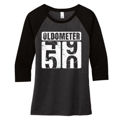 Oldometer 50 Vintage Funny 50th Birthday Gift Idea Women's Tri-Blend 3/4-Sleeve Raglan Shirt