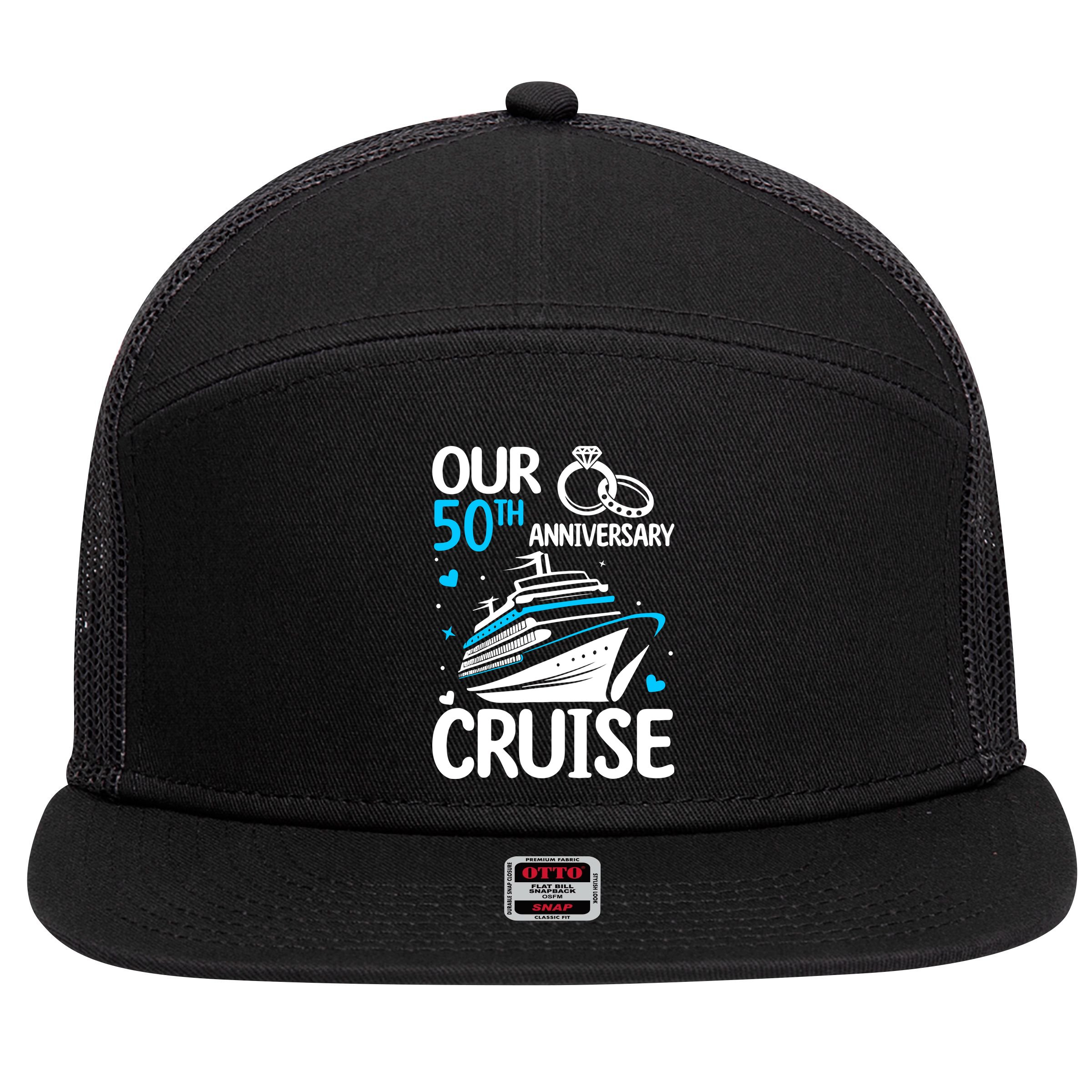 Our 50th Wedding Anniversary Cruise 50 Years Anniversary 7 Panel Mesh Trucker Snapback Hat