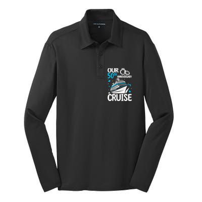 Our 50th Wedding Anniversary Cruise 50 Years Anniversary Silk Touch Performance Long Sleeve Polo