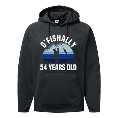 Ofishally 54 Years Old Fisherman 54th Birthday Fishing Performance Fleece Hoodie