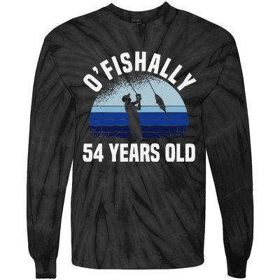 Ofishally 54 Years Old Fisherman 54th Birthday Fishing Tie-Dye Long Sleeve Shirt