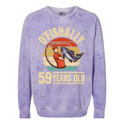 OFishally 59 Years Old Angler 59th Birthday Colorblast Crewneck Sweatshirt