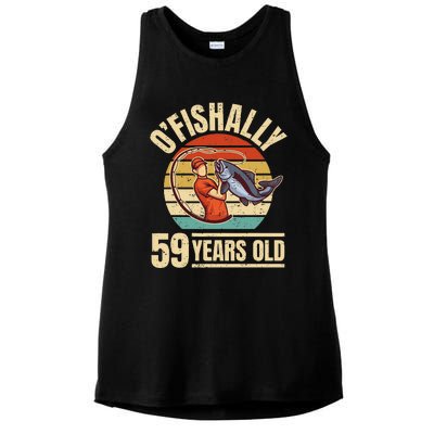 OFishally 59 Years Old Angler 59th Birthday Ladies PosiCharge Tri-Blend Wicking Tank