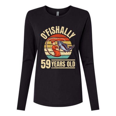 OFishally 59 Years Old Angler 59th Birthday Womens Cotton Relaxed Long Sleeve T-Shirt